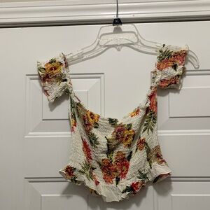 4/$10 Kiwi & Punch Floral Off-Shoulder Smocked Strapless Tube Top Size Small